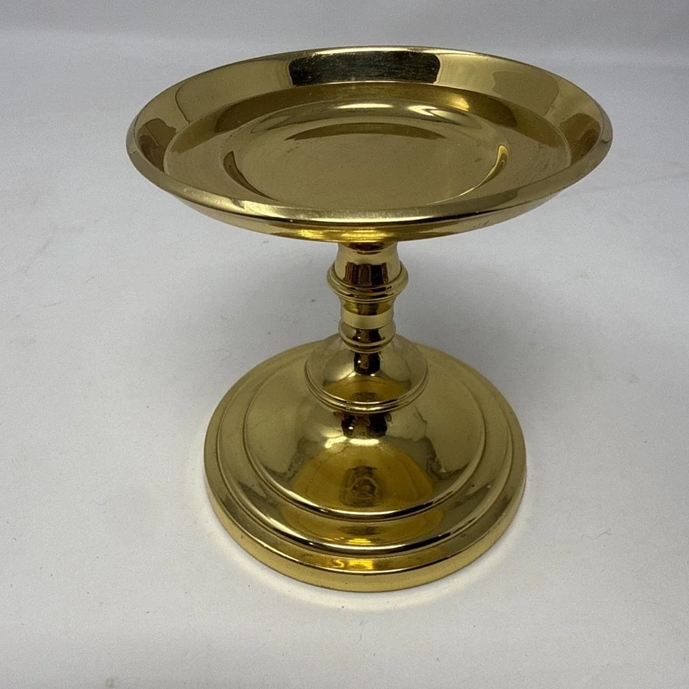 Vintage PartyLite 3.85 Inch Brass Pedestal Holder Pillar Candle Falmouth - Picture 1 of 7